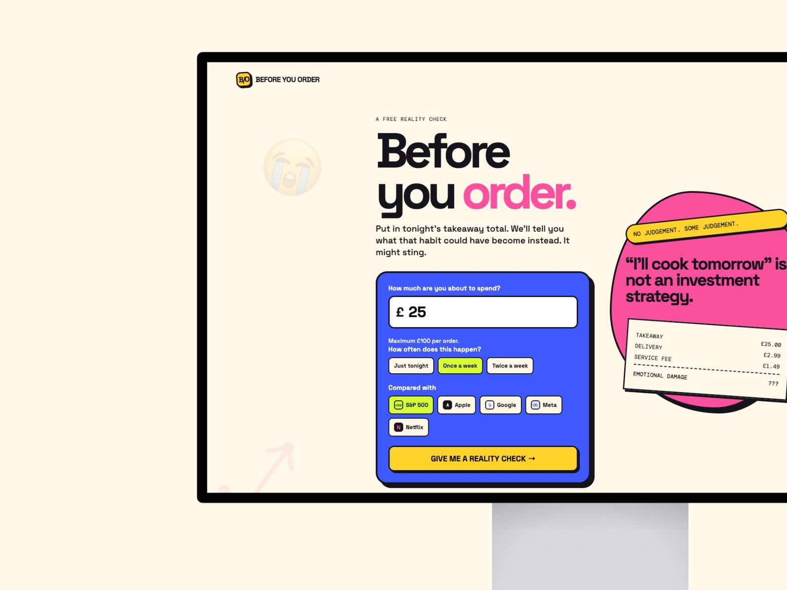 Before You Order custom web calculator interface
