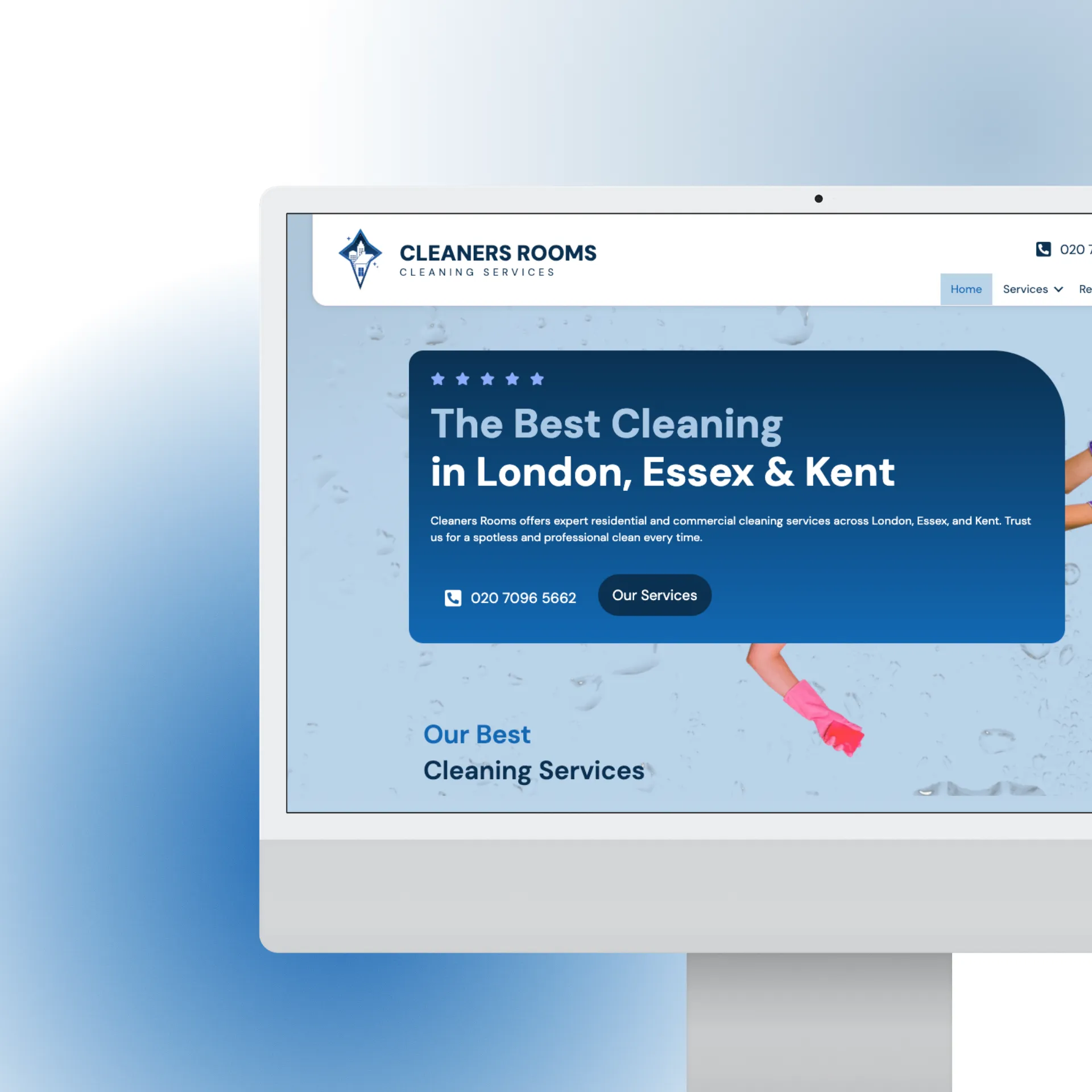 Cleaners Rooms website displayed on a desktop screen